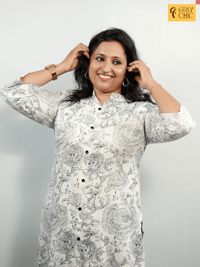 Daily wear floral print kurthi - Image 3